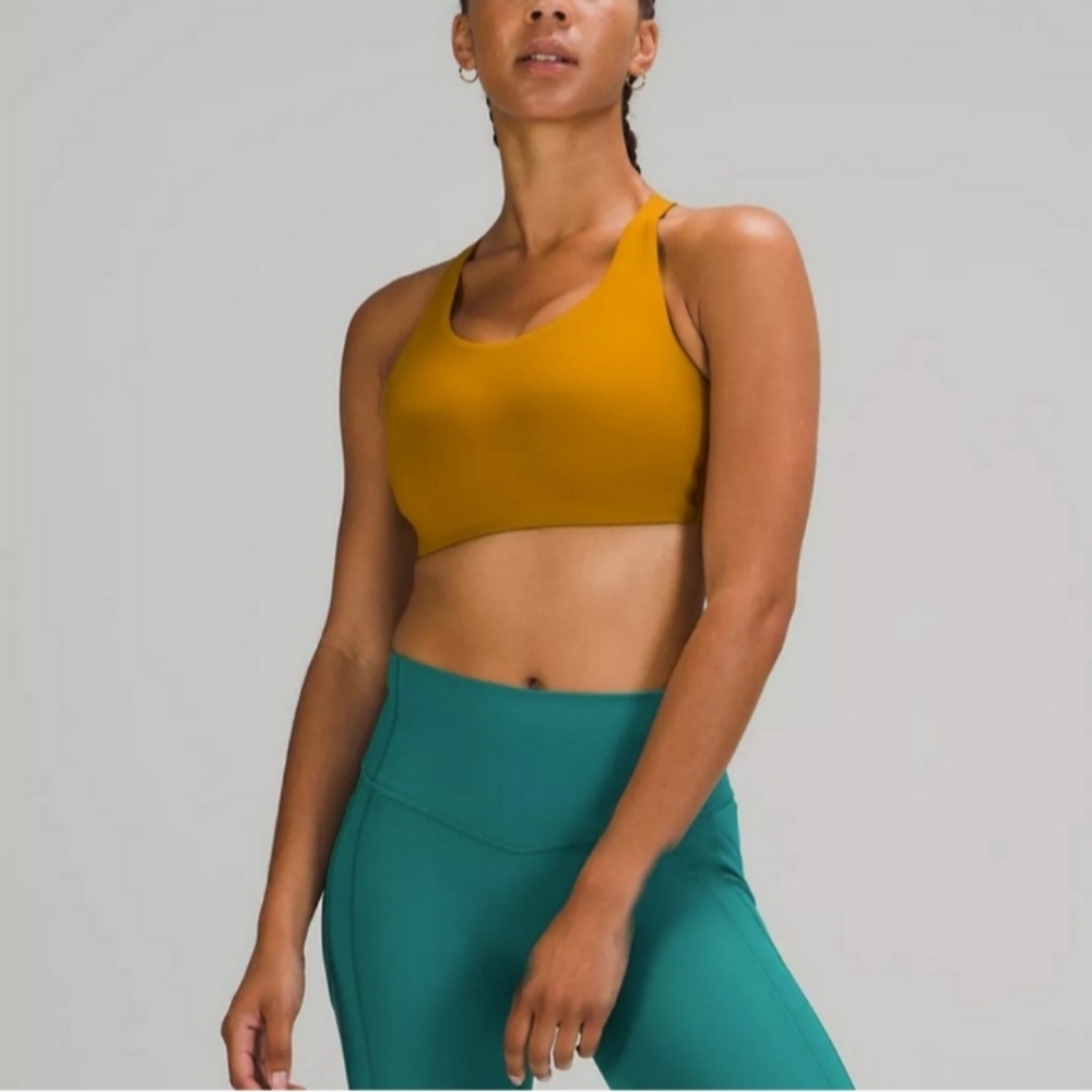 🌸 Lululemon Energy High Support Bra Gold Spice Yellow Mustard 34DDD